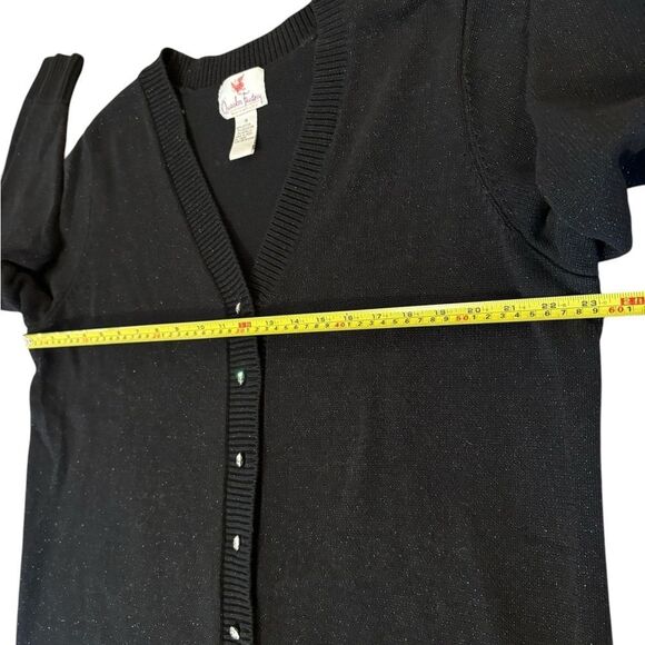 Quacker Factory Cardigan Sweater Rhinestone Buttons Black Sparkle Womens Size 1X - Picture 9 of 10